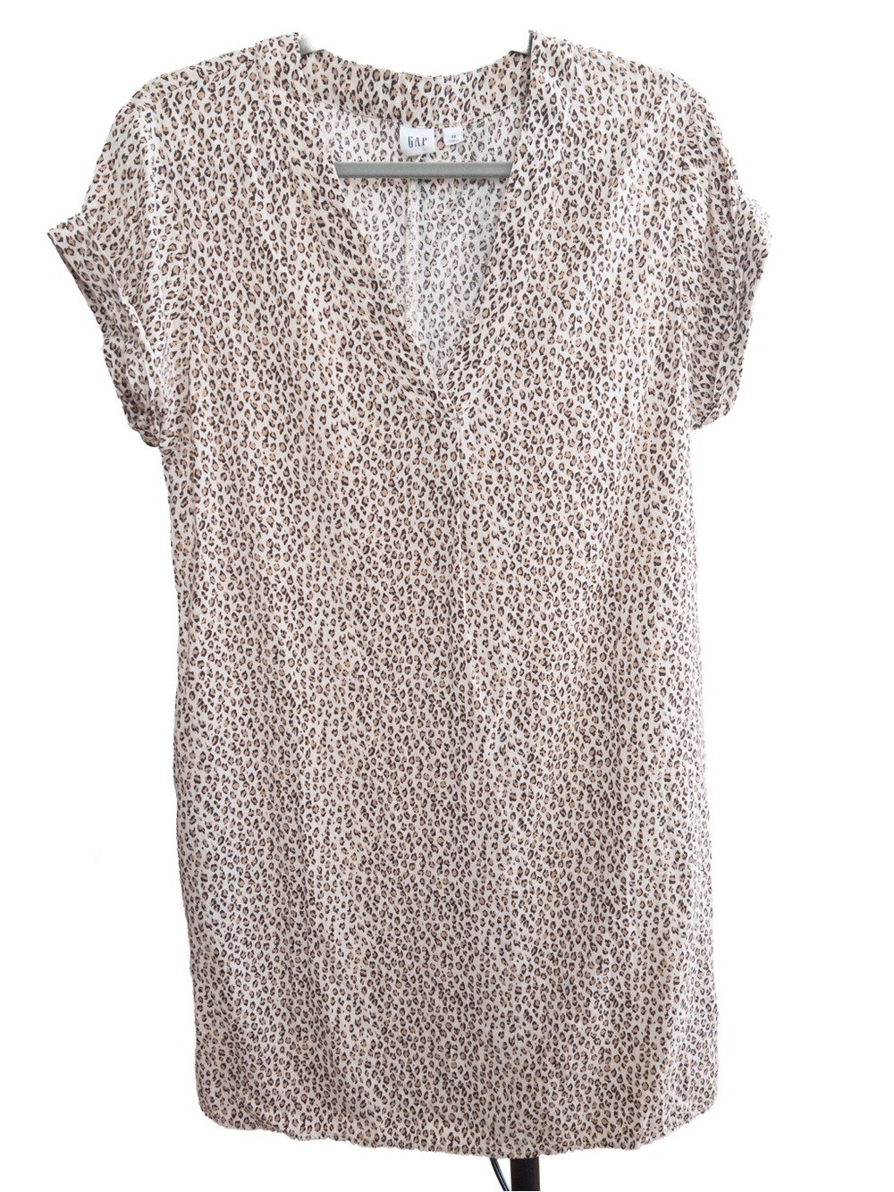 GAP Women’s XS Leopard Print V-Neck Shift Dress Short Sleeve Pockets
